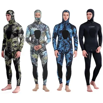 3MM uusi kala-jahi-kamuflaaž kloropreen kummist split sukeldumisel ülikond, scuba diving külma ja sooja sukeldumisel ülikond