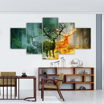 5 Paneelid Abstraktse Põtrade Maal Abstraktne Lõuend Trükib Metsa-Pilte Loomade Plakatid Home Decor Seina Kunst elutuba