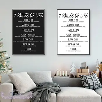 7 Reegleid Elu Plakat Elu Hinnapakkumisi Lõuendile Maali Minimalistlik Must Ja Valge Seina Art Pilte Põhjamaade Home Decor Asukoht