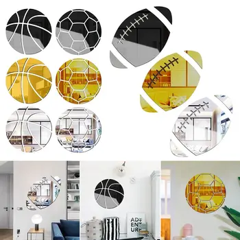 Akrüül-Kuld, Hõbe Musta Kodu Kaunistamiseks Seina Art Veekindel Decal Peegel Seina Kleebis 3D Korvpall Jalgpalli, Ragbi