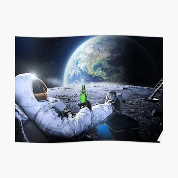 Astronaut Moon Õlut Hq Qua Plakati Kujundusest Naljakas Vintage Home Tuba Kaasaegse Maali Teenetemärgi Art Pilt Ilma Raamita