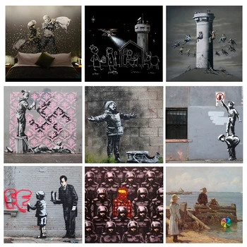Banksy Graffiti Lõuendile Maali Loominguline Plakatid ja Pildid Kunsti Seina Art Pildid VALMIS Riputada elamiseks Ruumi Kaunistamiseks