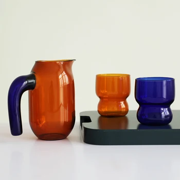 Borosilicate Värvilised Klaasid Thermo Pudelid Kohvi Jagamine Pott Kõrge Kvaliteedi kuumakindel Klaas Piima Tassi Vee Pudel, Sinine