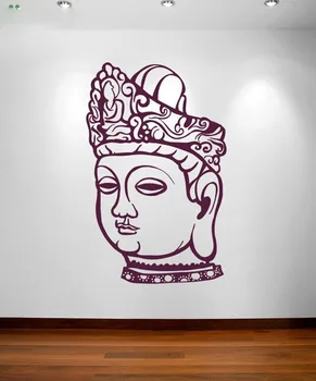 Buddha Eemaldatav Seina Kleebis Jooga Stuudio Vinüül Seina Decal Pea Kunst Seinamaaling Religioon Kodu Kaunistamiseks Tarvikud Vinüül PosterSY155