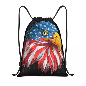 Custom Ameerika Lipu USA Eagle Pingutusnöör Seljakott Naiste Kotid, Meeste Kerge Jõusaal Sport Sackpack Kaubakotid Koolitus