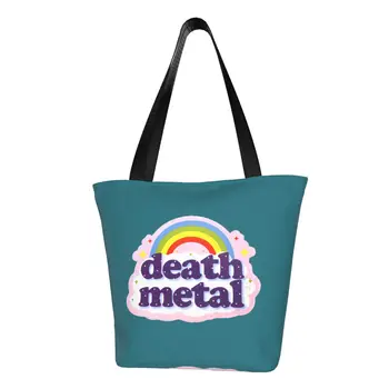 Custom Rock Muusika Death Metal Lõuend Ostukott Naiste Korduvkasutatavad Toidupoed Shopper Tassima Kotid