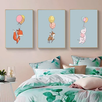 Dumbo Fox Lasteaed Seina Art Lõuend Maali Nordic Cartoon Plakatid Ja Pildid Seina Pilte Kids Room Decor