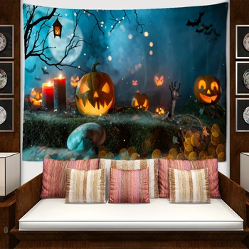 Halloween Pumpkin Vaip Seina Riputamise Psühhedeelne Nõidus Mõistatus Tapiz Hipi Õnne Taust Riie Home Decor