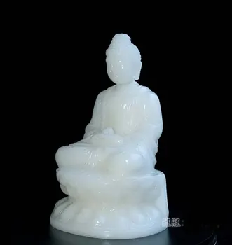 HEA joonis Buddha HOME tõhusa Kaitse # Lotus Amitabha Buddha -valge jade Buddha nikerdamist kuju-30CM Suur
