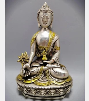Hiina Valge vask Sakyamuni Apteekriga Buddha kuju käsitöö