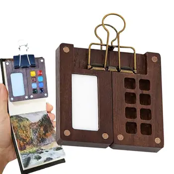 Kaasaskantav Reisi Puidust Käsitööna 8 Võrkude Akvarell Värvi Palett Õlivärviga Plaadi Box Tühi Karp Mini Pähkel Puidust, Värvi-Box