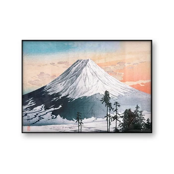 Katsuyama Naabruses Hiroaki Takahashi Jaapani Kunst Plakat Fuji Mägi Woodblock Lõuend Print Puu Seina Maali Kunst Decor
