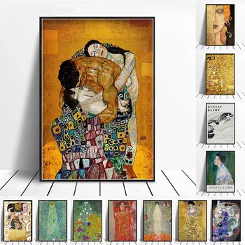 Klassikaline Gustav Klimt Pere Kuulus Lõuendile Maali Pisar Kiss Kuld Kaasaegne Plakatid, Prindid Seina Art Pilt Tuba Decor Cuadros