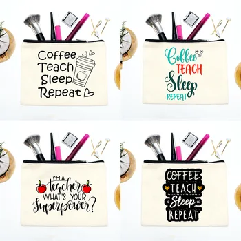 Kohvi Õpetada Une Korda Printida, Kosmeetika-Kotid Naiste Mood Meik Juhtudel Vabaaja Tõmblukk Reisikotti Eco Lõuend Huulepulk Kotis