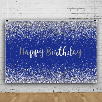Laeacco Sinine Hõbe Polka Dots Õnnelik Sünnipäeva Customzied Plakat, Bänner Pere Tulistada Foto Taustaks Foto Taust