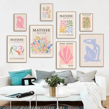 Matisse Abstraktne Tüdruk Coral Värvikas Leht Põhjamaade Plakatid Ja Pildid Seina Art Lõuend Maali Seina Pildid Elutuba Decor