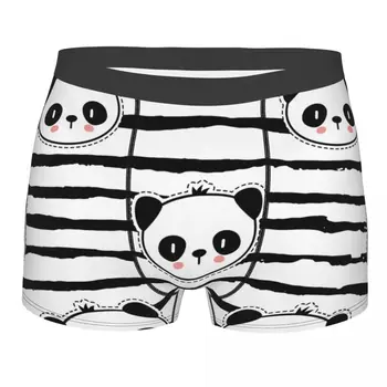 Meeste Bokserid Seksikas Aluspesu Pehme Pikk boxershorts Must Ja Valge Panda Bear Riba Muster Aluspüksid Meeste Aluspüksid
