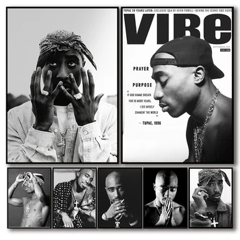 Must ja Valge Pop, Hip-Hop Räppar 2PAC Plakatid Tupac Muusika Albumi Kaas Esteetiline Tuba Lõuendile Maali Kunst Seina Home Decor