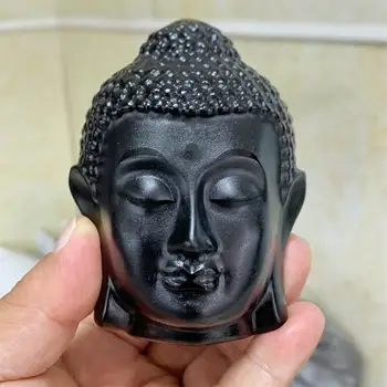 Naturaalne Must Obsidian Buddha Pea Crystal Healing Nikerdamist Figuriin Lihvitud Vääriskivide Skulptuur, Käsitöö, Kingitus, 1tk