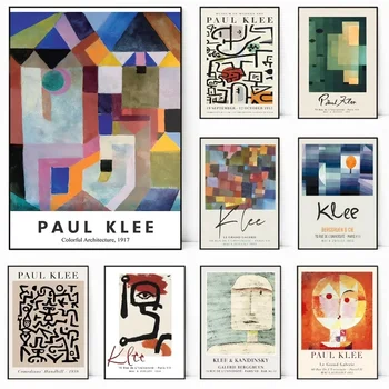Paul Klee Maali Näitus Stiilis Lõuend Seina Kleebis Kaasaegne Minimalistlik Seinamaaling Magamistuba, Elutuba Home Decor Rippus Pilt
