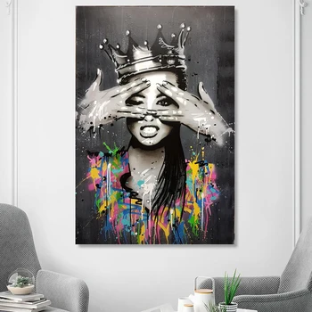 Portree pilt lõuendil maali märgi seinale graffiti art home decor abstraktse naine, pilt kunst ja printida plakat