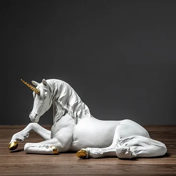 Põhjamaade Vaik Valge Ükssarvik Hobune Skulptuur Moodsa Kunsti Kujukeste Home Decor elutuba Haldjas Aia Kaunistamiseks Laste Kingitus