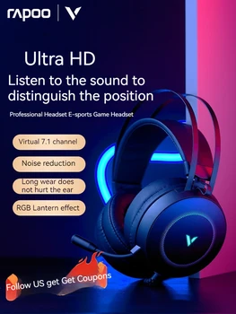 Rapoo Vh160 Gaming Kõrvaklapid Peas Paigaldatud Rgb Arvuti Virtuaalne 7.1 Kanaliga Esports Müra Vähendamine Koos Mikrofoniga, Usb Juhtmega