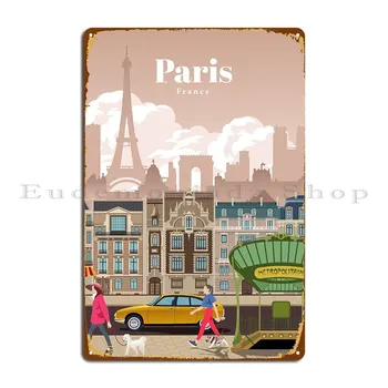 Reisi Pariisi, Metallist Tahvel Plakat Vintage Trükkimine Seina, Tahvel Seina Decor Plakat Tina Märk Plakat