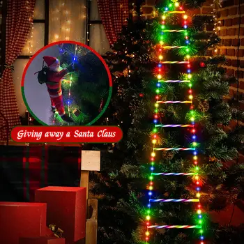Santa Claus Nukk Mööda Redelit String LED Valgustus Siseruumides Väljas, USB/Solar Laadimine koos Kaug -, Akna -, Aed-Jõulud Decor