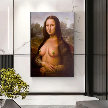Seksikas Mona Lisa Alasti Särk Lõuend Maalid Alasti Naiste Lady Plakatid, Prindid Seina Kunst elutuba Seina Kaunistamiseks Cuadros