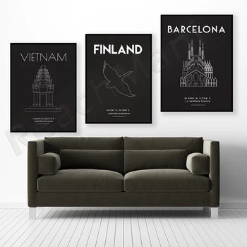 Soome, Sagrada Familia Barcelonas, Vietnami reisi plakat seina art lõuend print kingitus