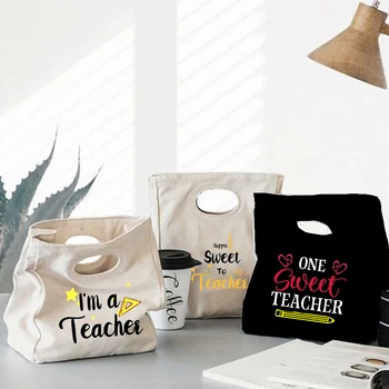 Super Armas Õpetaja Print Lõuend Lunch Box Mood Kaasaskantav Pikniku Kott Harajuku Naiste Office Reisi Termilise Kott Eco Külmik Kott