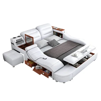 Tatami nahast voodi Euroopa targa kodu elektri-massaaž magamistuba multifunktsionaalne ladustamine