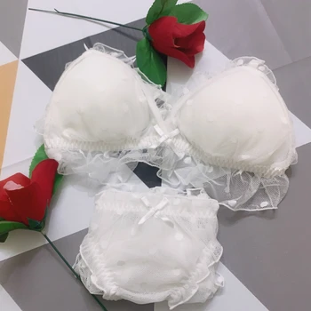 Valge Pits Deep-V Underwear Aluspüksid Kawaii Armas Rinnahoidja Sukkpüksid Läbipaistev Erootiline Komplekti Jaapani Intiimne Seksikas Naistepesu Thong Set 2023