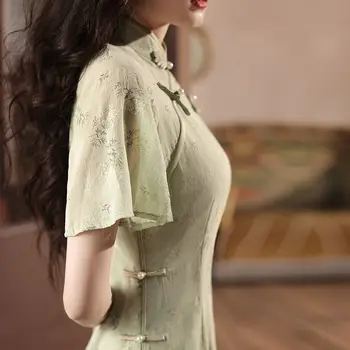 Vintage Elegantne Cheongsam Õhuke Kleit Naiste heleroheline Suvel iga Päev Temperament kalli 2023 Hiina Uus Traditsioon Qipao