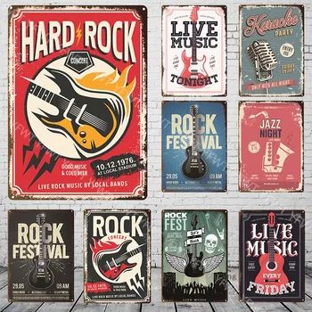 Vintage Rock Metal Postitaja Tina Märke Retro Guitar Rock Pool Metallist Plaadid Seina Art Baari-Pubi Kodus Seina Art Decor