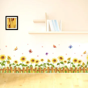 Värvikas päevalille lill, liblikas aiad seina kleebised kodu-dekoratiivsed kleebised adesivos 3d lasteaed magamistoas seina murals kunst