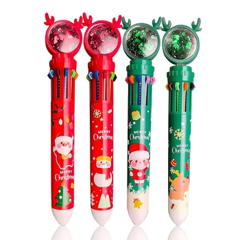 10 Värve Jõulud Pastapliiatsid, Pakiruumi Push Tüüpi Pastapliiats, 1TK Mitmevärviline Sm Pen Xmas Kingitused