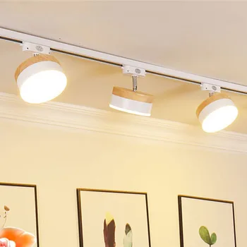 12W Põhjamaade Puidust LED Track Valgustus 3 Värvi Kaasaegne Ring raudteerööbastel Tõmbamisega elutuba Magamistuba Köök, Garderoob Decor
