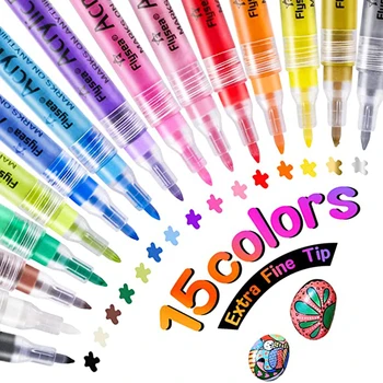15 Värvid, Värvi Pliiatsid 0.7 mm Extra Fine Nippi Akrüülvärv Sm Rock Maal Akrüül Art Sm-i Lapsed Täiskasvanud Kaardi Tegemine