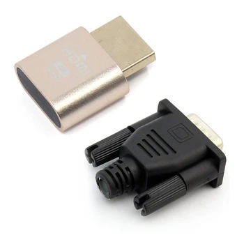 2 Tk VGA Virtuaalne Ekraan Adapter: 1 Tk DDC EDID Dummy Plug Peata Vaimu Ekraan Emulaator Lock Plate & 1 Tk Mees Dummy