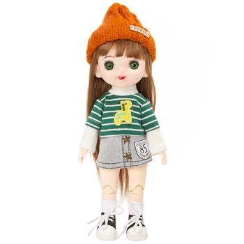 22.5 cm Vabaaja Tüdruk BJD Nukud Suur Silma Meik Armas Anime BJD Nukk Paindlikud Liigesed Roheline T-särk DIY Mänguasjad Tüdruk Laua Kaunistamiseks
