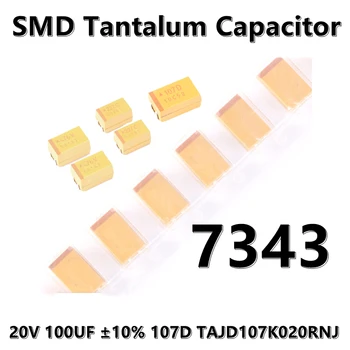 2tk) Originaal 7343 (Tüüp D) 20V 100UF ±10% 107D TAJD107K020RNJ SMD tantaal kondensaator