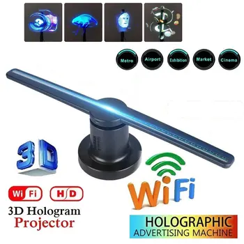 3D Fänn Hologramm Holograafiline Projektor Fänn Logo Kaubanduslik Reklaam Led Display Playeri Tugi Pildid, Video EU Pistik