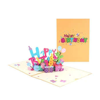 3D Kolmemõõtmeliseks Sünnipäeva õnnitluskaart Värvikas Käsitsi valmistatud Paber Nikerdamist Õnnistus Kingitus Sõnum Sisseasetatavate Digitaalse Kaardi Vastupidav