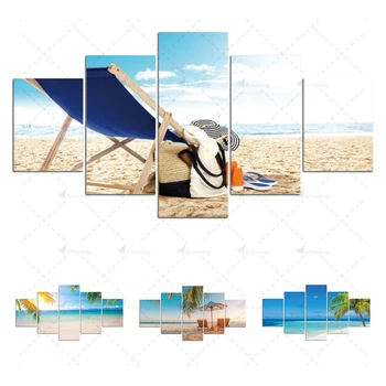 5 Paneelid Ookeani Päikesevarju Õhuliini Pildi Laadi Plakat Teenetemärgi Rand Tool Mere Prindi Seina Art Lõuend Maali