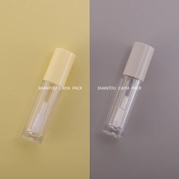 5ml tühi läbipaistev lipgloss pakendid kosmeetika huule glasuur tubes huuleläige korduvtäidetavaid DIY pudel kollane hallid mütsid