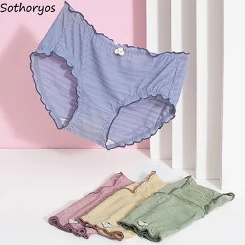 6 Värvi Magus Aluspüksid Naiste Keskel tõuseb Hingav Lihtne Aluspesu menstruatsioon Pesu Kõtu Kontrolli Reljeef Seene-line
