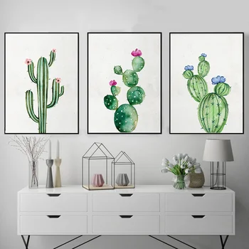 Akvarell Taimed Cactus Lill Plakat Pildid Minimalistlik Sisustus Kunsti Lõuend Maali Seinale Pildi elutuba Home Decor