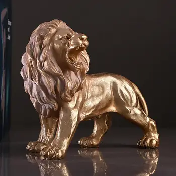 Antiik Kuldne Lõvi Kuju Laekuva Kuningas Metsaline Lõvi Figuriin Dekoratiivsed Vaik Loomade Kaunistama Elutuba Office Decor